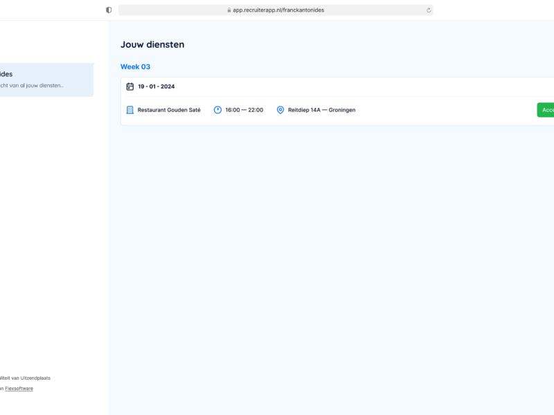 Recruiter App, beheer jouw diensten. Recruiter App adhoc planningstool voor uitzendbureaus.
